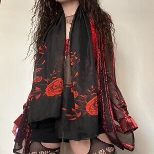 Sheer Rose Printed Scarf Style